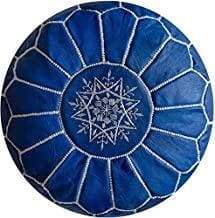 Moroccan Leather Ottoman - Blue of Marrakesh